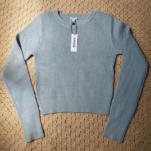 Garage Sweater Blue Waffle Knit NWT